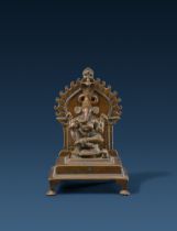A Maharashtra copper alloy altar of Ganesha. Central India. 18th century