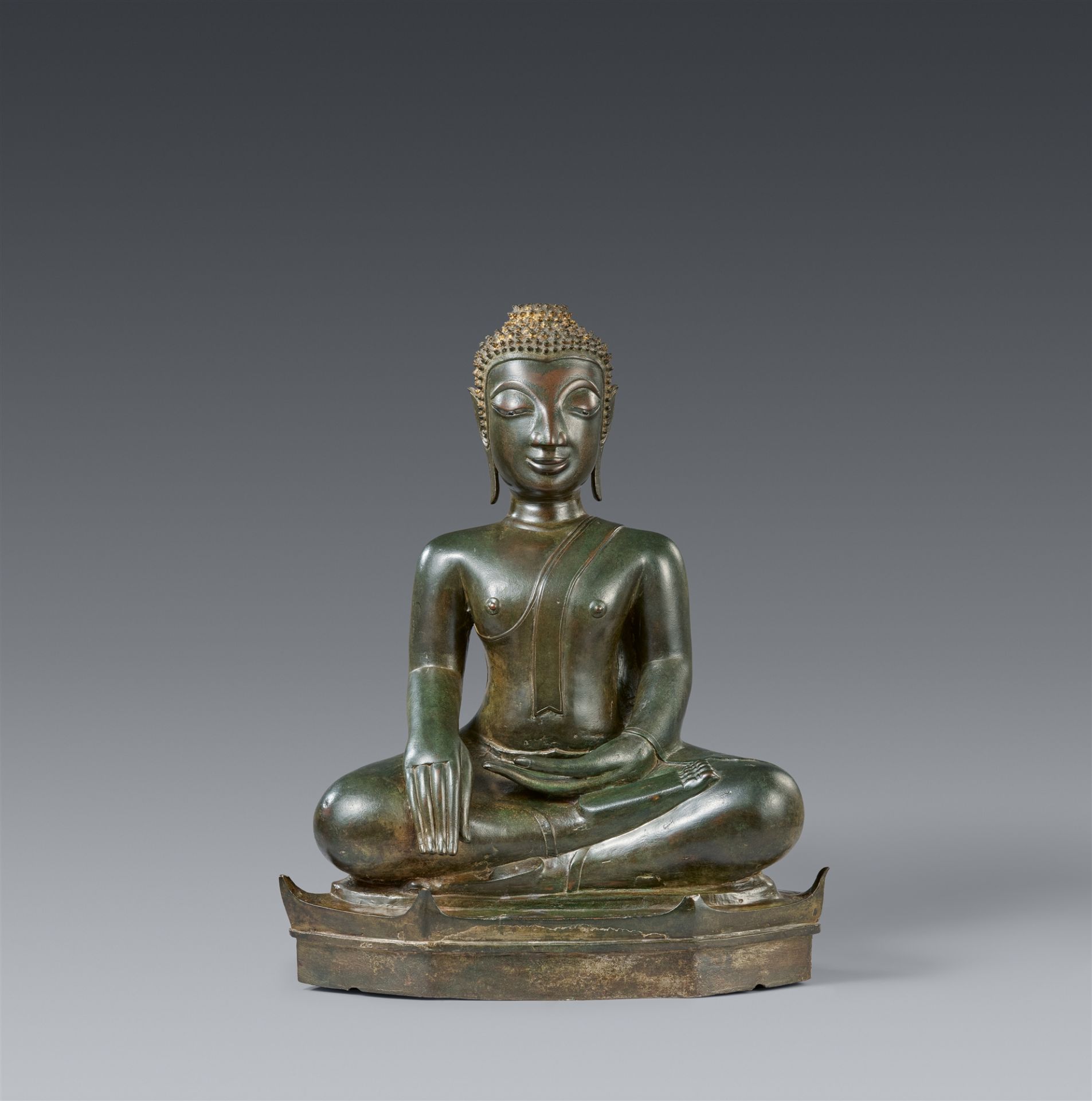 A Laotian bronze figure of Buddha Shakyamuni. 17th century or later
