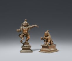 Two South Indian copper alloy figures of Bala Krishna. 18th/19th century