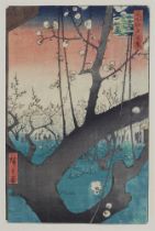 Utagawa Hiroshige, Pflaumenbaum mit weißen Blüten