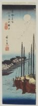 Utagawa Hiroshige, Vollmond über der Insel und den Schiffen