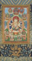 Thangka des Dharmadhatu Vagishvara Manjushri. Tibet, 18. Jh.