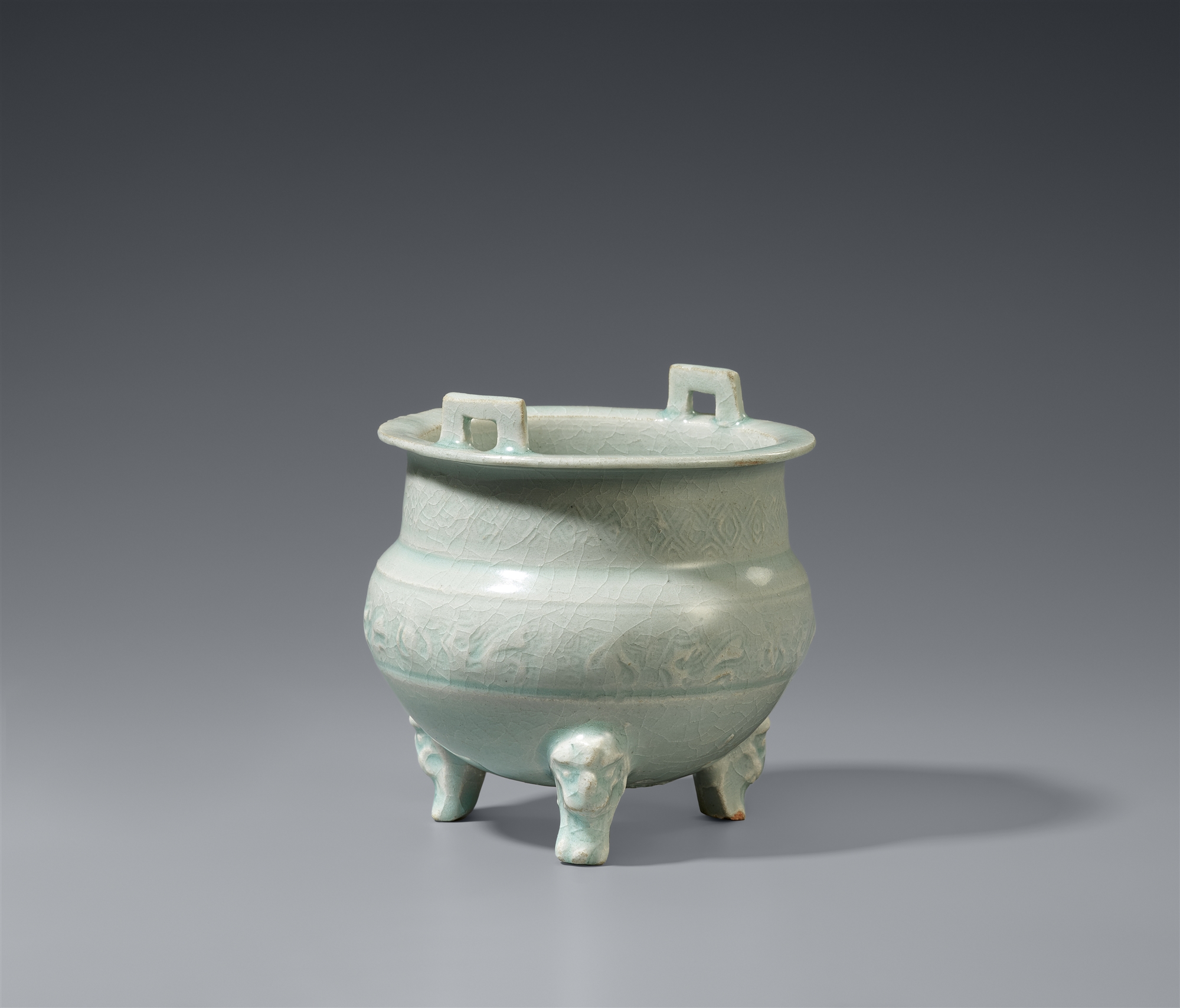 A qingbai tripod incense burner. Song /Yuan dynasty,13th/14th century
