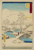 Utagawa Hiroshige, Das Ashigara-Gebirge und das Dorf Numazu unter einer dicken Schneeschicht