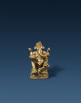 A Maharashtra copper alloy figure of Ganesha. Central India. 18th/19th century