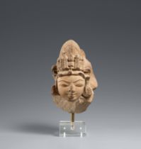 A Central Indian sandstone head of a male. 11th/12th century