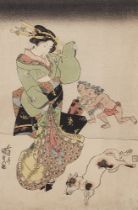 Utagawa Kunisada, Kurtisanen und Dienerin