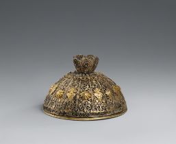 A Ottoman double-walled silver filigree bowl cover. 19th century