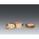 Five Ao-Oribe dishes. Mino area, Owari Province. Edo period