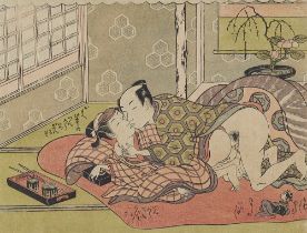 Suzuki Harunobu, Ein onnagata und sein Liebhaber