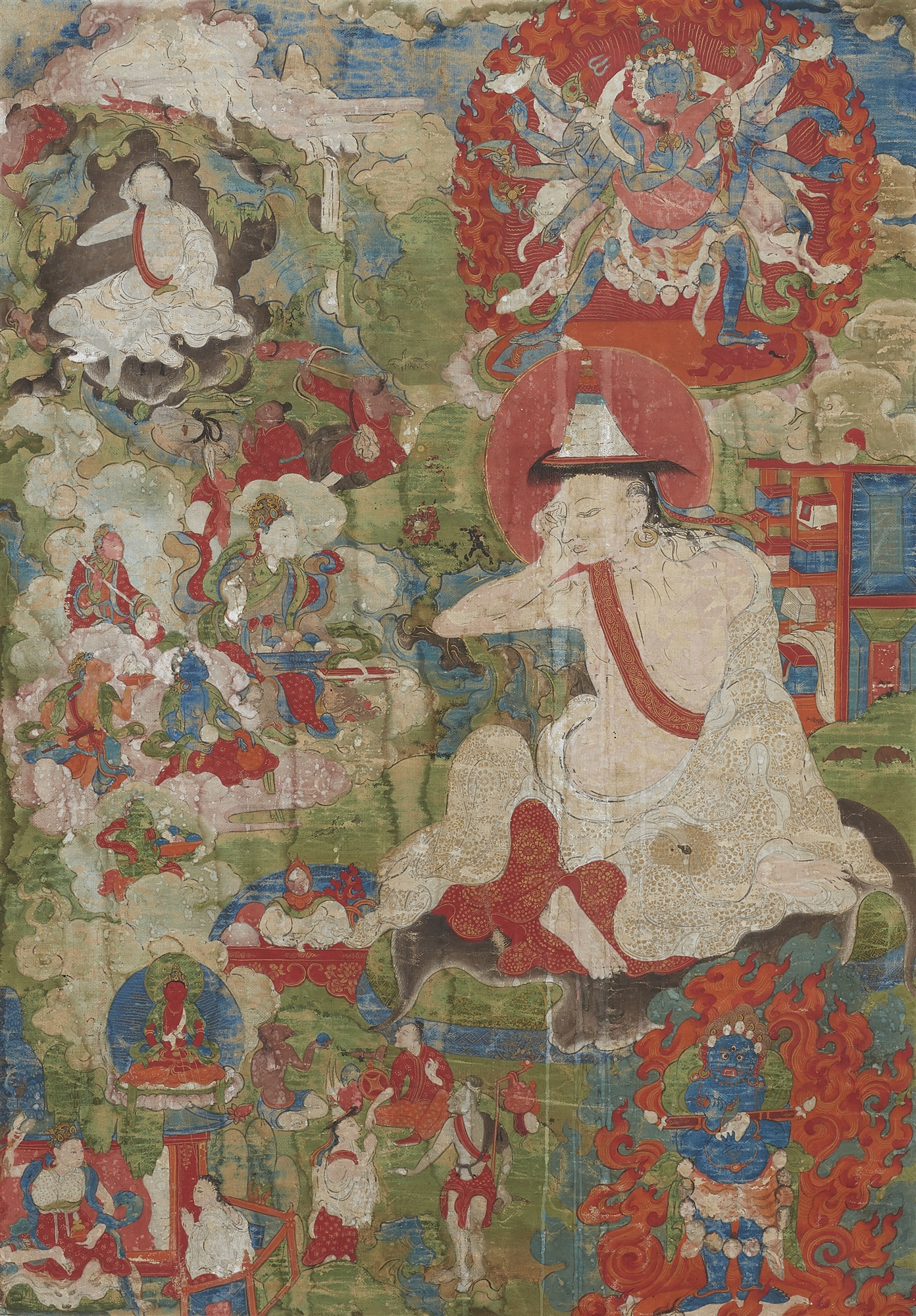 A Tibetan Thangka of Guru Milarepa. 18th century - Image 2 of 2