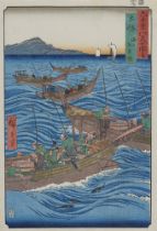 Utagawa Hiroshige, Bonito-Fischer auf dem Meer