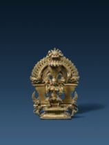 A Maharashtra copper alloy altar of Durga. Central India. Early 19th century