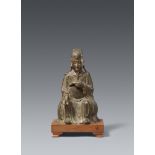 A bronze figure of a Daoist deity. Late Ming dynasty