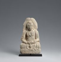 A Gandhara grey stone architectural fragment of a bodhisattva. Pakistan. 2nd/3rd century