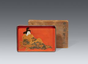A lacquered wood tray for incense utensils. Second half of the Edo period
