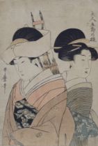 Kitagawa Utamaro, Zwei junge Frauen beim Neujahrsfest