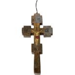 North Carpathian, Blessing Cross, early 20th Century, Oil on Wood, 25x12.9 cm