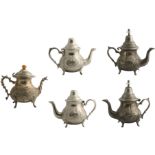 Beautiful lot consisting of three quality teapots in silvered metal
