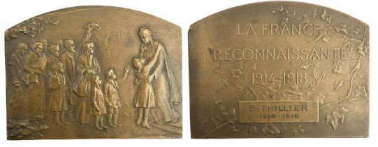 COMMEMORATIVE PLAQUETTE "LA FRANCE RECONNAISANTE, 1914 - 1918