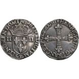 Henri III (1574-1589), Quart D'ecu croix de face, 1581, Nantes