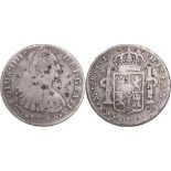 Carlos III (1759 - 1788), 8 Reales 1795 ME IJ, Lima, Chinese Countermarks