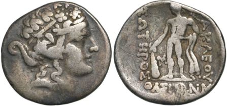 THRACE. Thasos. Tetradrachm Silver (31 mm, 15.96 g) Circa 90-75 BC). Imitative series.