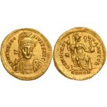 Theodosius II (402-450) Solidus, Gold (21 mm, 4.5 g.) Constantinople, AD 408-419.