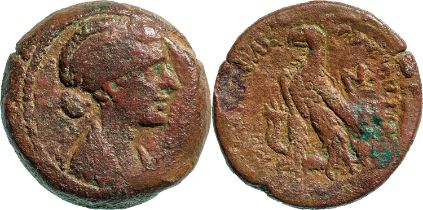 PTOLEMAIC KINGDOM, Kleopatra VII (51-30 BC) AE Obol (9g) Alexandria