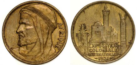 Medal 1931 on the International Colonial exhibition in Paris. Theme: Africa