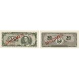 POPULAR REPUBLIC OF ROMANIA (RPR) - 1952 ISSUE, 20 Lei dated 15th June 1950, SPECIMEN