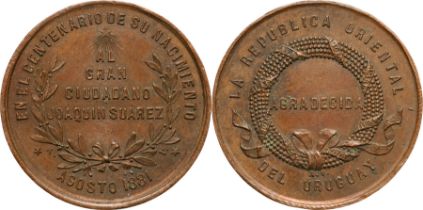 Centenary of the Birth of Joaquin Suarez Medal, 1881