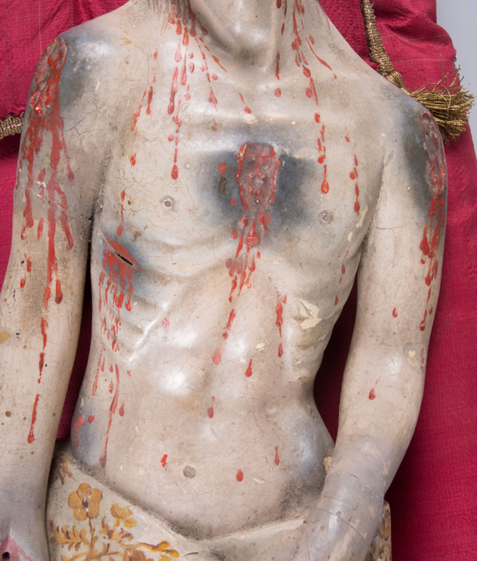 "Recumbent Christ". Corn stalk paste sculpture. Colonial. Quito workshop. 18th century.  Manuel de C - Image 6 of 8