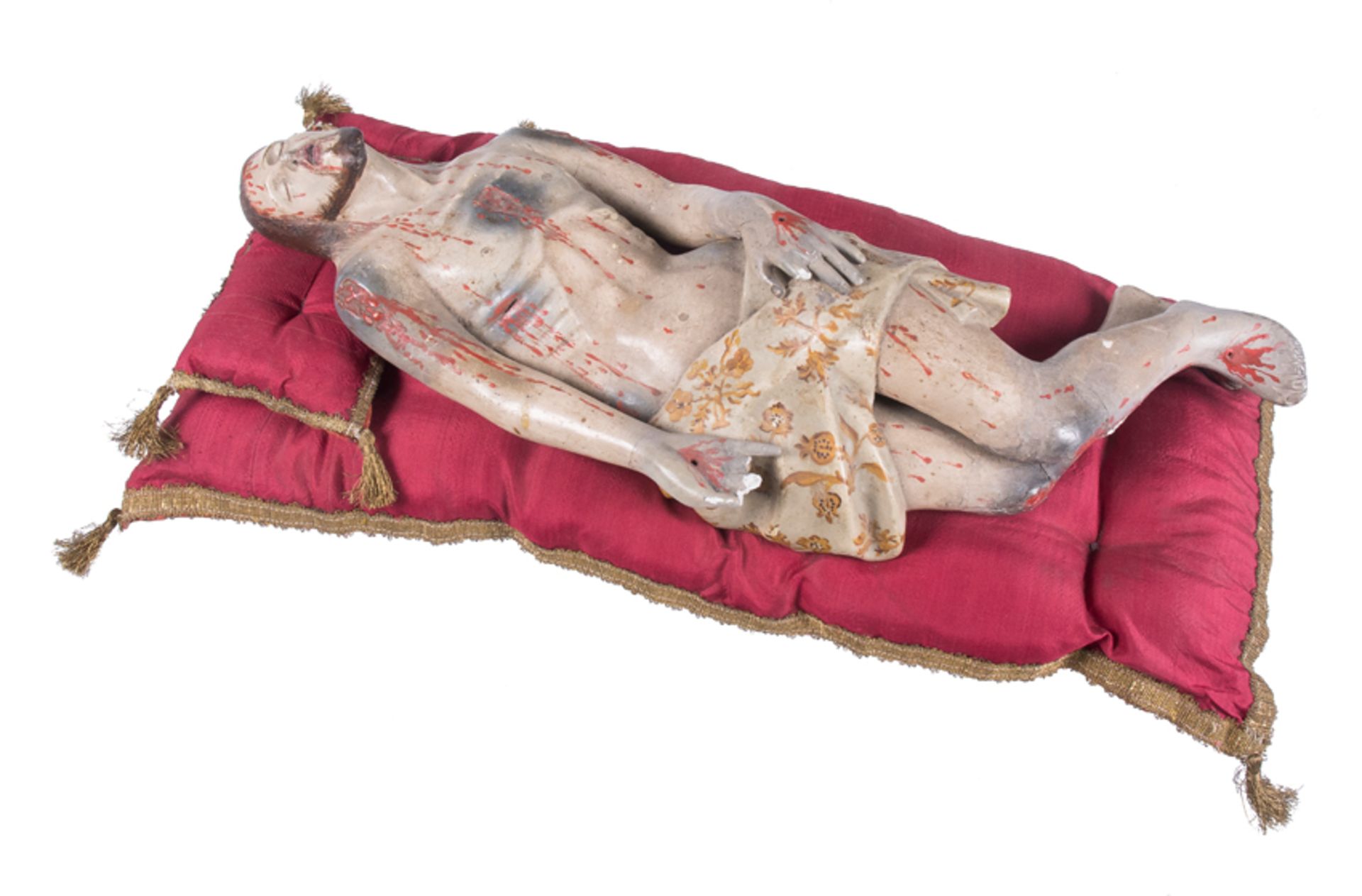 "Recumbent Christ". Corn stalk paste sculpture. Colonial. Quito workshop. 18th century.  Manuel de C