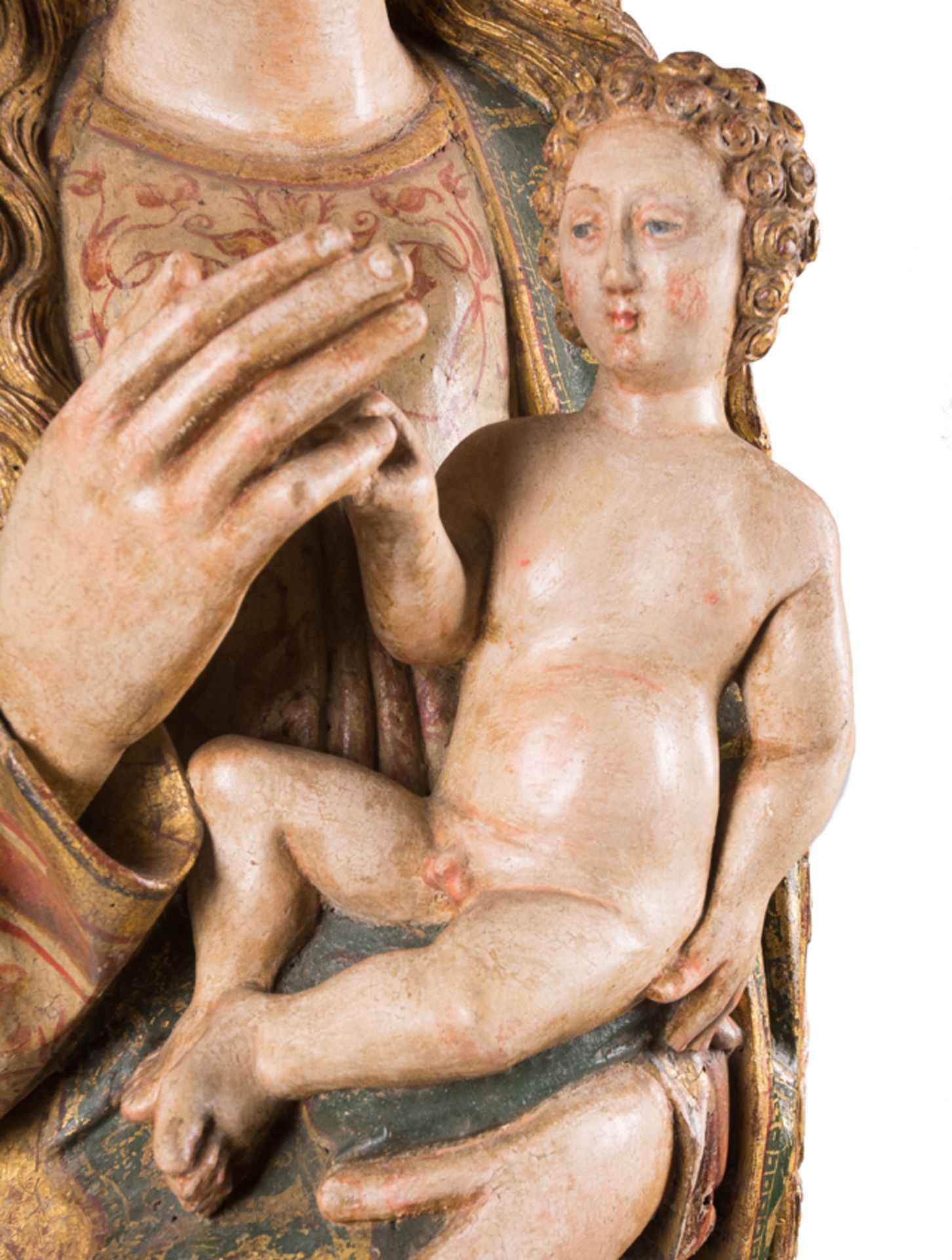 Virgin with Child. Sculpture in carved, polychromed and gilded wood. Anonymous Hispano-Flemish. Late - Bild 4 aus 7