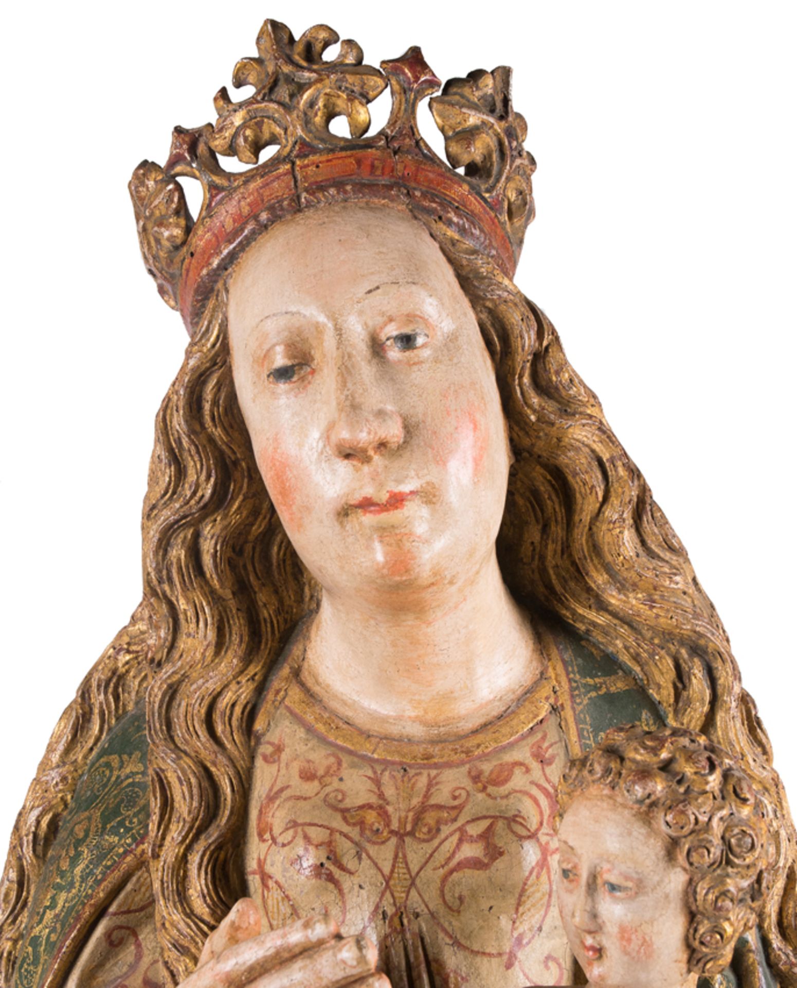 Virgin with Child. Sculpture in carved, polychromed and gilded wood. Anonymous Hispano-Flemish. Late - Bild 5 aus 7