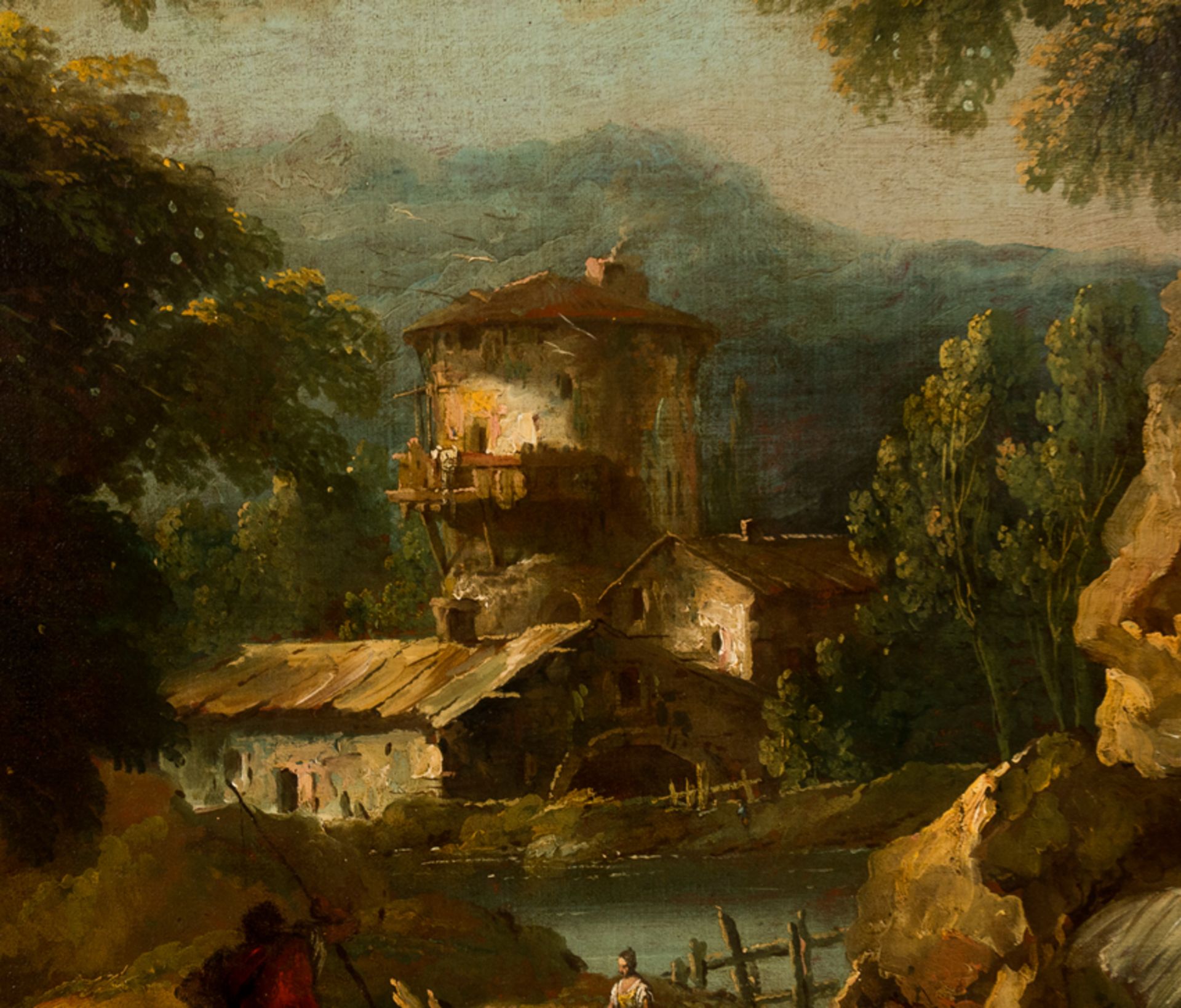 A large italian / Venetian landscape in the flemish taste XVII - XVIII century. Probably someone clo - Image 2 of 5