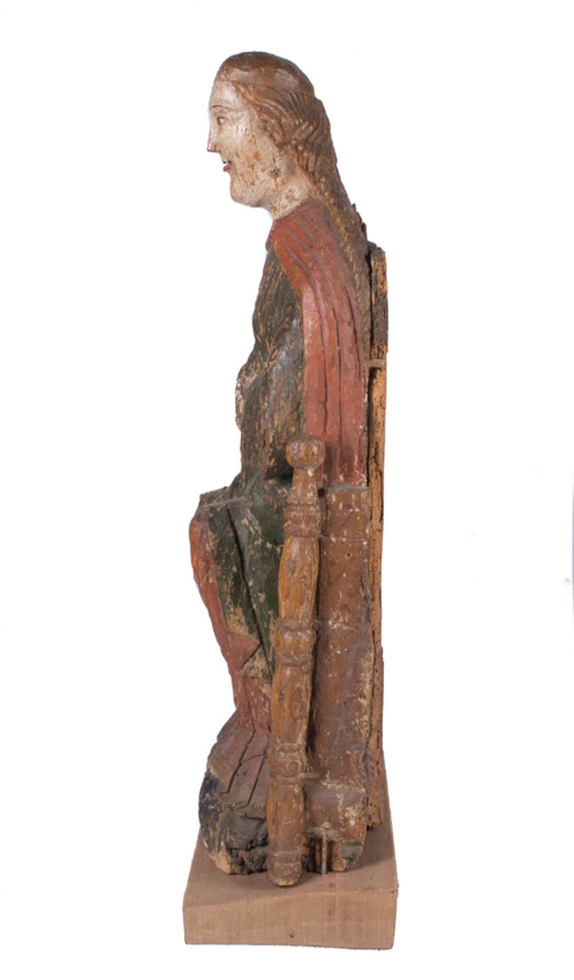 Seat of Wisdom (Sedes Sapientiae). Carved and polychromed wooden sculpture. Nordic Europe. Sweden / - Bild 7 aus 9