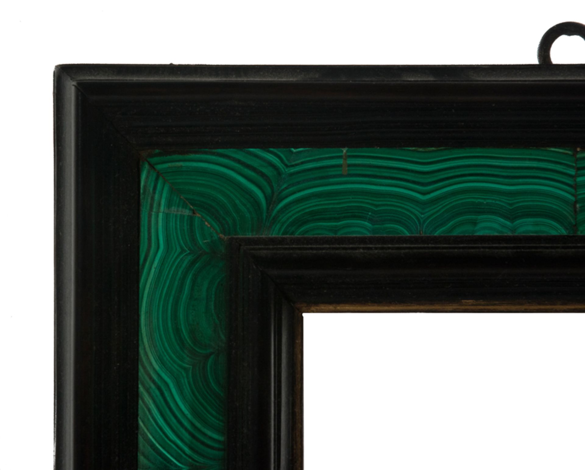 Carved and ebonised frame with malachite plaques.  18th century. - Image 2 of 3