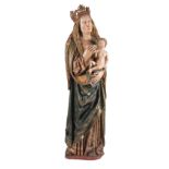 Virgin with Child. Sculpture in carved, polychromed and gilded wood. Anonymous Hispano-Flemish. Late