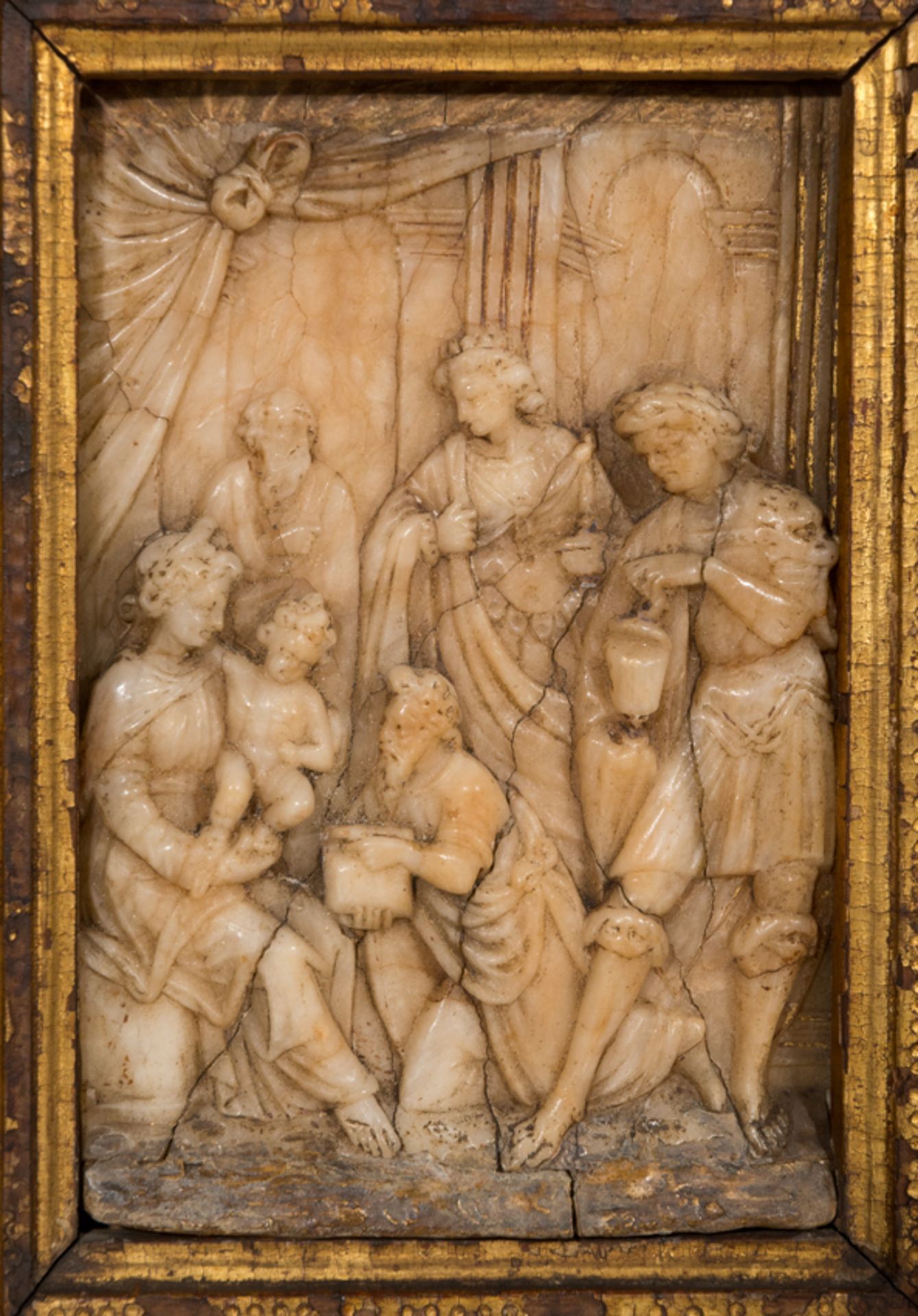 "Portable Altar of the Epiphany". Carved, polychromed and gilded wood and alabaster. Castile. Second - Bild 3 aus 9