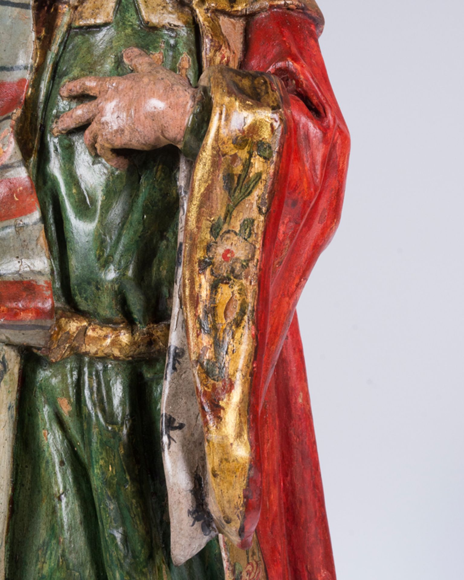 "King Melchior". Sculpture in carved and polychromed wood. Anonymous, Castilian.  Circa 1725-1750. - Image 7 of 10