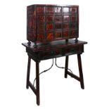 Ebony and tortoiseshell wooden filing cabinet on matching table. Netherlands. 17th century.