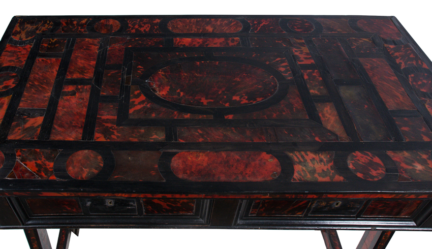 Ebony and tortoiseshell wooden filing cabinet on matching table. Netherlands. 17th century. - Image 6 of 7