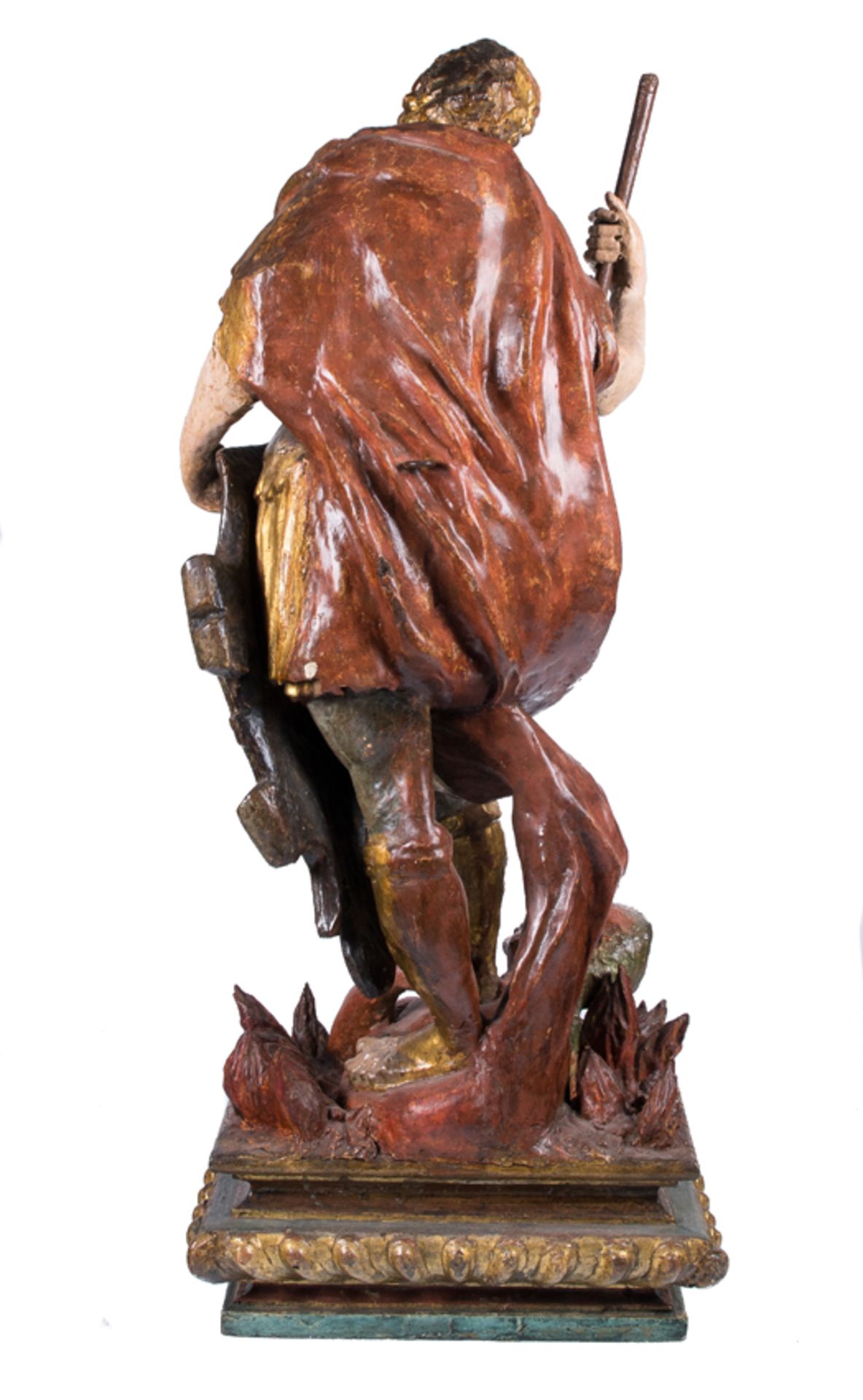 &quot;Saint Michael defeating the devil&quot;. Carved, gilded and polychromed wooden sculpture. Cast - Image 9 of 9