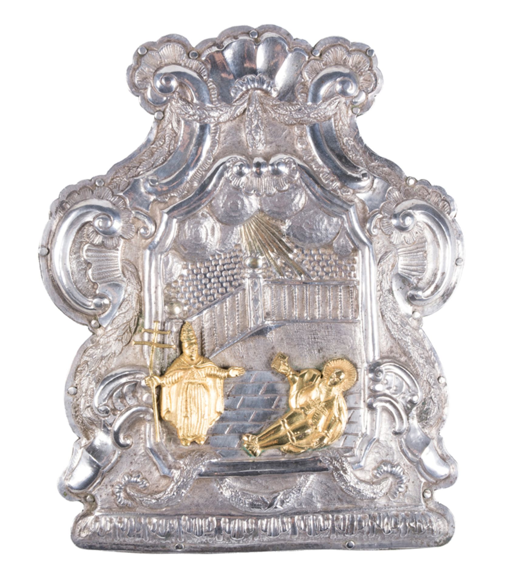 Silver and silver gilt pax board. 18th century. Dated 1786. - Image 4 of 7