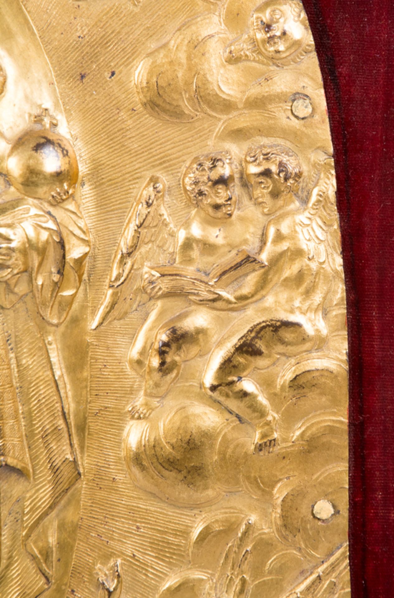 &quot;The Coronation of the Virgin Mary&quot;. Gilded and embossed copper relief. Flemish or Italian - Image 6 of 7