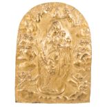 &quot;The Coronation of the Virgin Mary&quot;. Gilded and embossed copper relief. Flemish or Italian