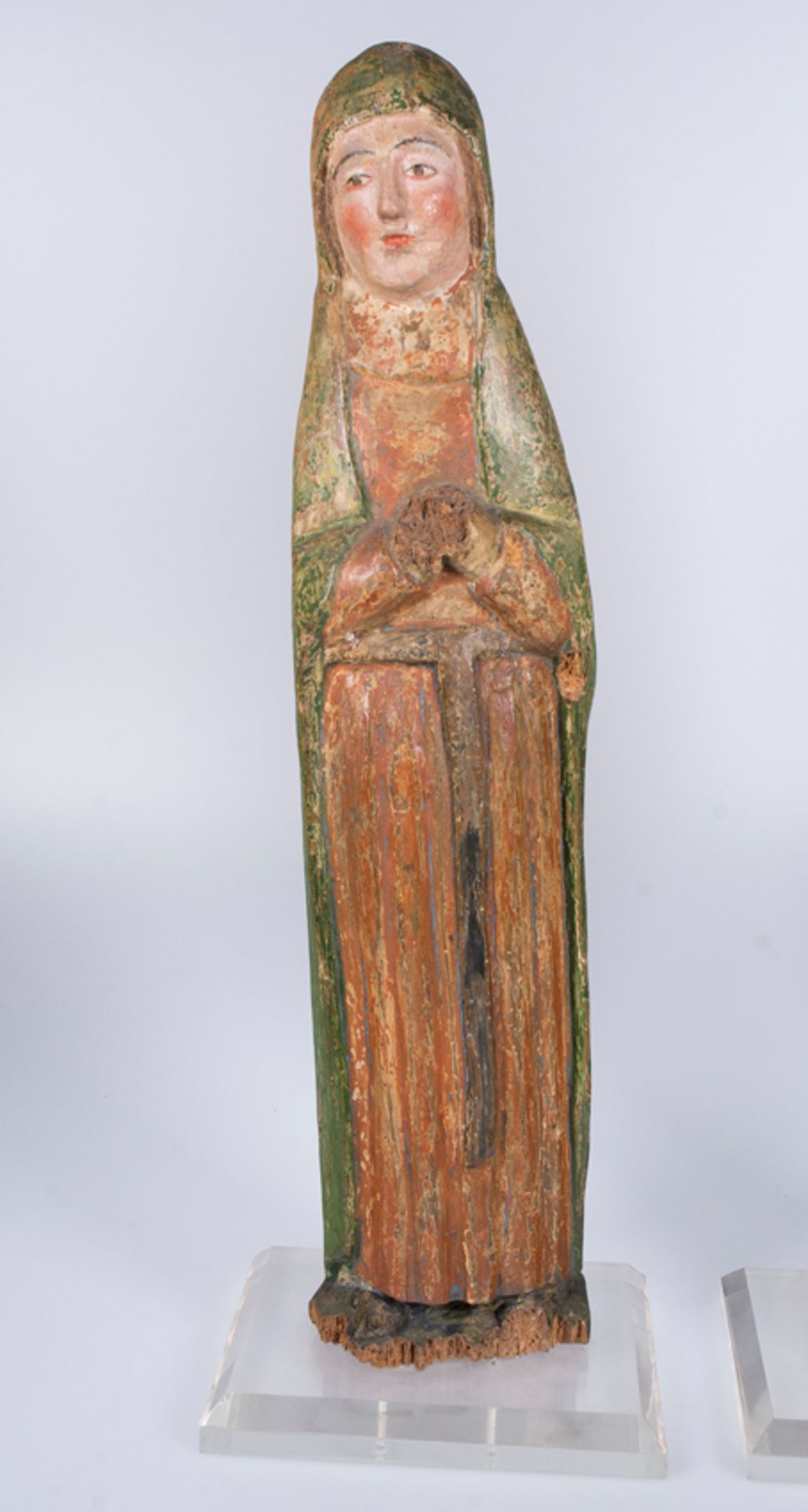 "The Virgin Mary" and "Saint John". Pair of wooden sculptures. ¿Castilian workshop? Late 13th cent. - Image 2 of 7