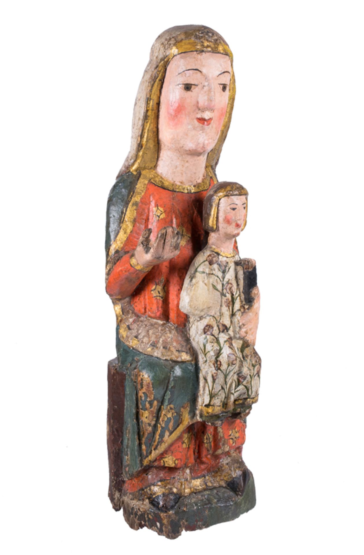 "Madonna and Child in Majesty". Polychromed wood. Aragonese or Catalan workshop? Gothic. 14th cent. - Image 2 of 8